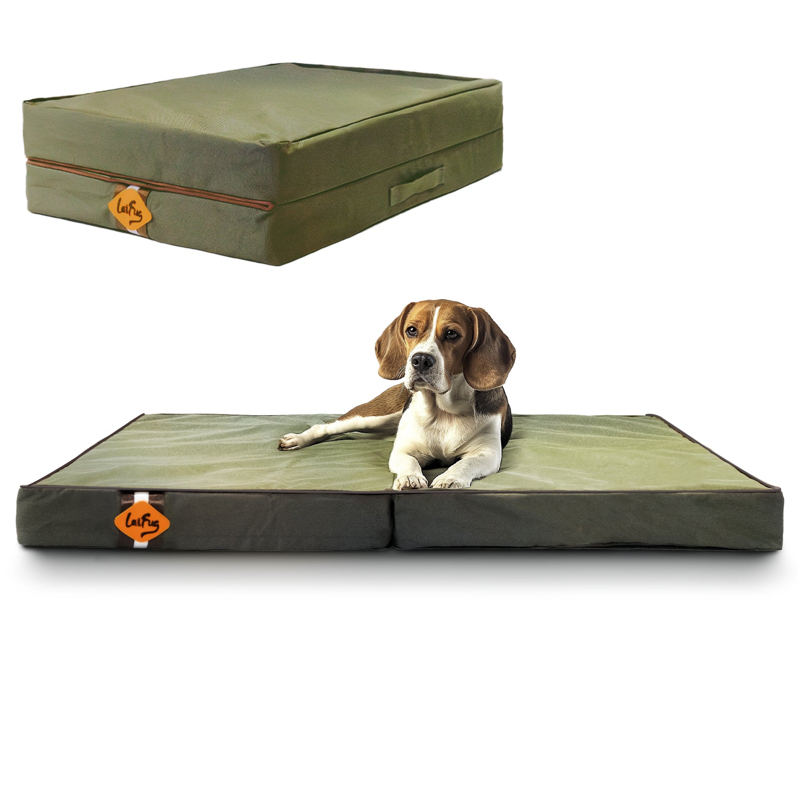Laifug 235 Foldable Waterproof Dog Bed | 3.0"/3.5" Eggcrate Foam | Portable Travel Bed for Indoor Outdoor