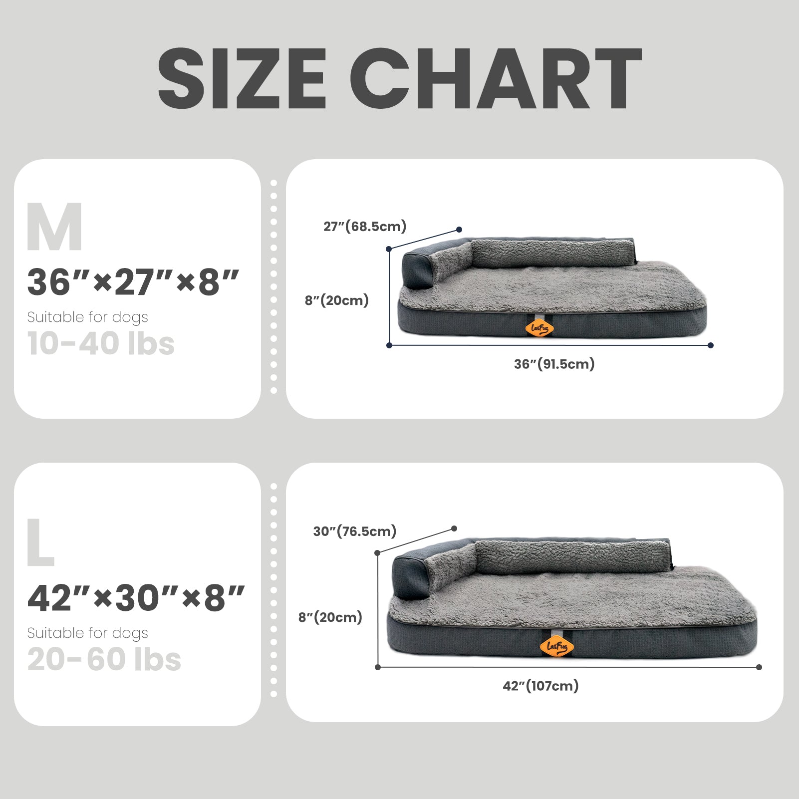 Laifug 220 Two-Sided Orthopedic Dog Bed – 5" Thick Memory Foam