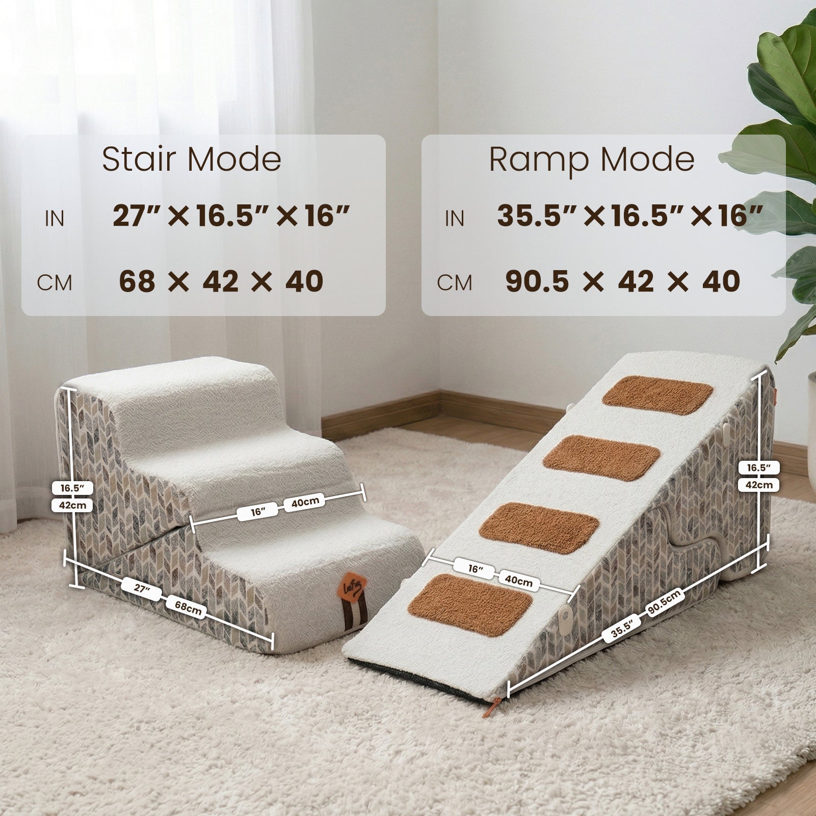 Laifug 2-in-1 Adjustable Pet Stairs – Orthopedic Joint Support