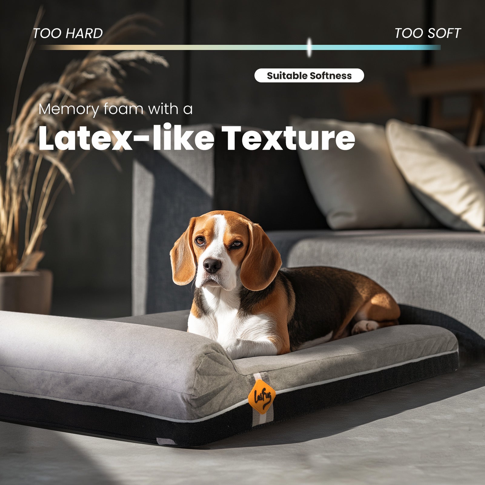 Laifug 422 Pillow-Style Memory Foam Dog Bed | Multi-Layer Sponge Support | Orthopedic Joint Relief | Waterproof Liner | Non-Slip Bottom | Removable Washable Cover