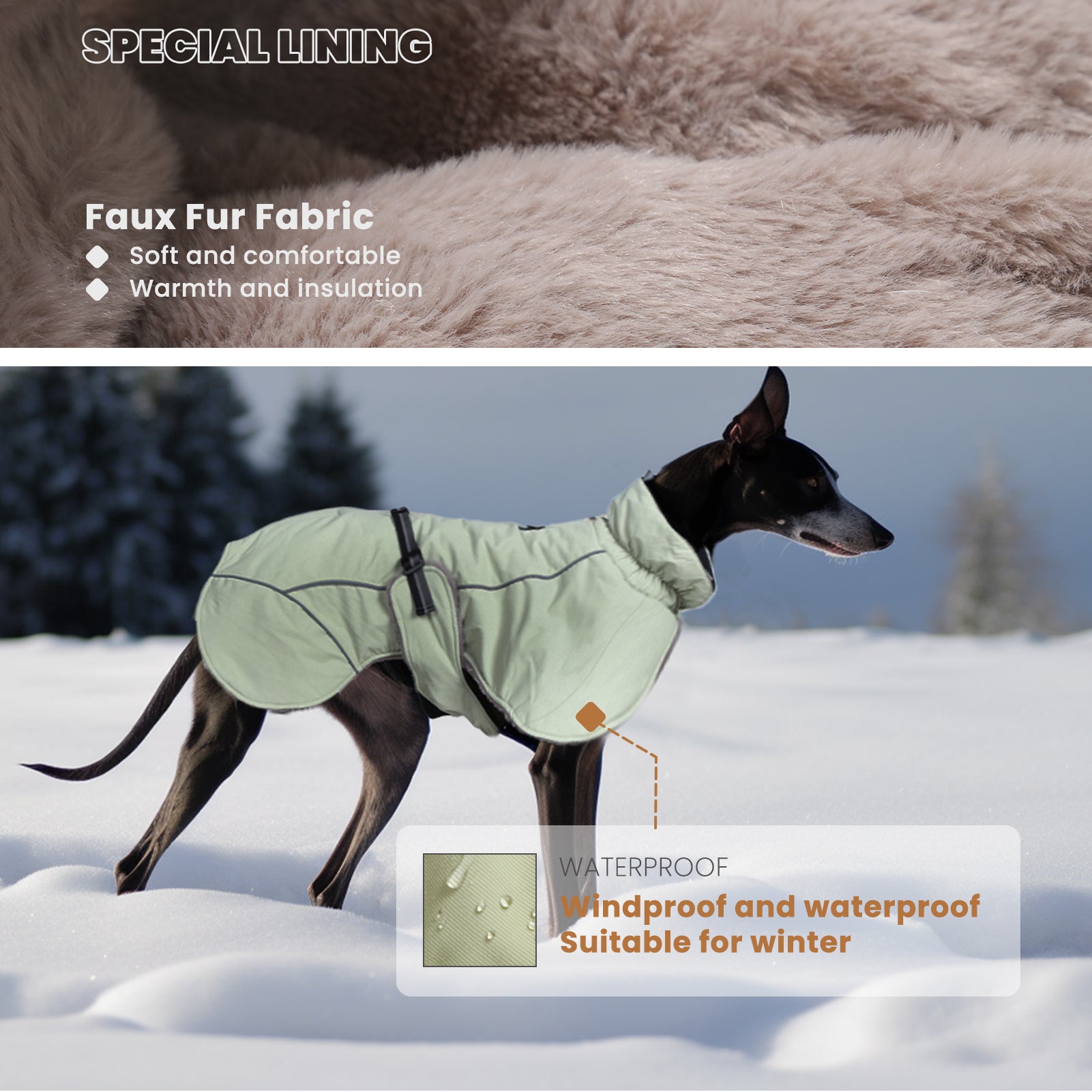 LaiFug Green Stand Collar Cloak Dog Winter Coat