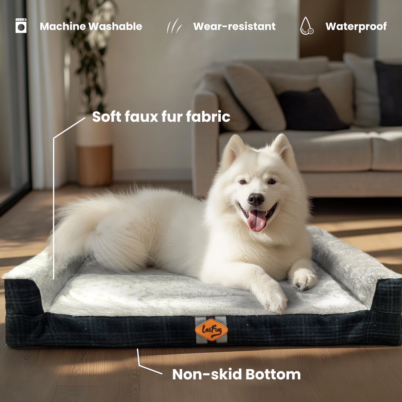 Laifug 326 Orthopedic Three-Sided Dog Bed – Soft & Waterproof