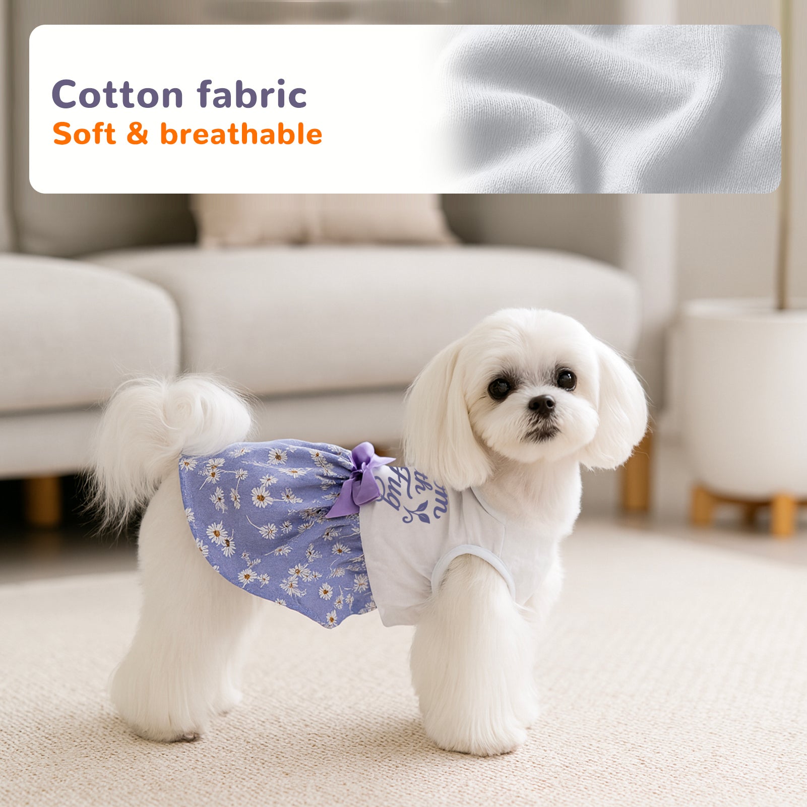 Laifug Dog Dress Puppy Print Princess Dog Dress Cute Party Wear