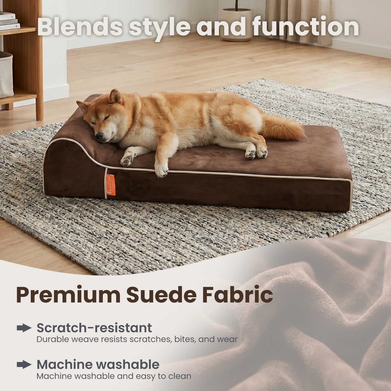 Laifug 422 Orthopedic Dog Bed with Bolster Support (Single & Double Pillow Options)