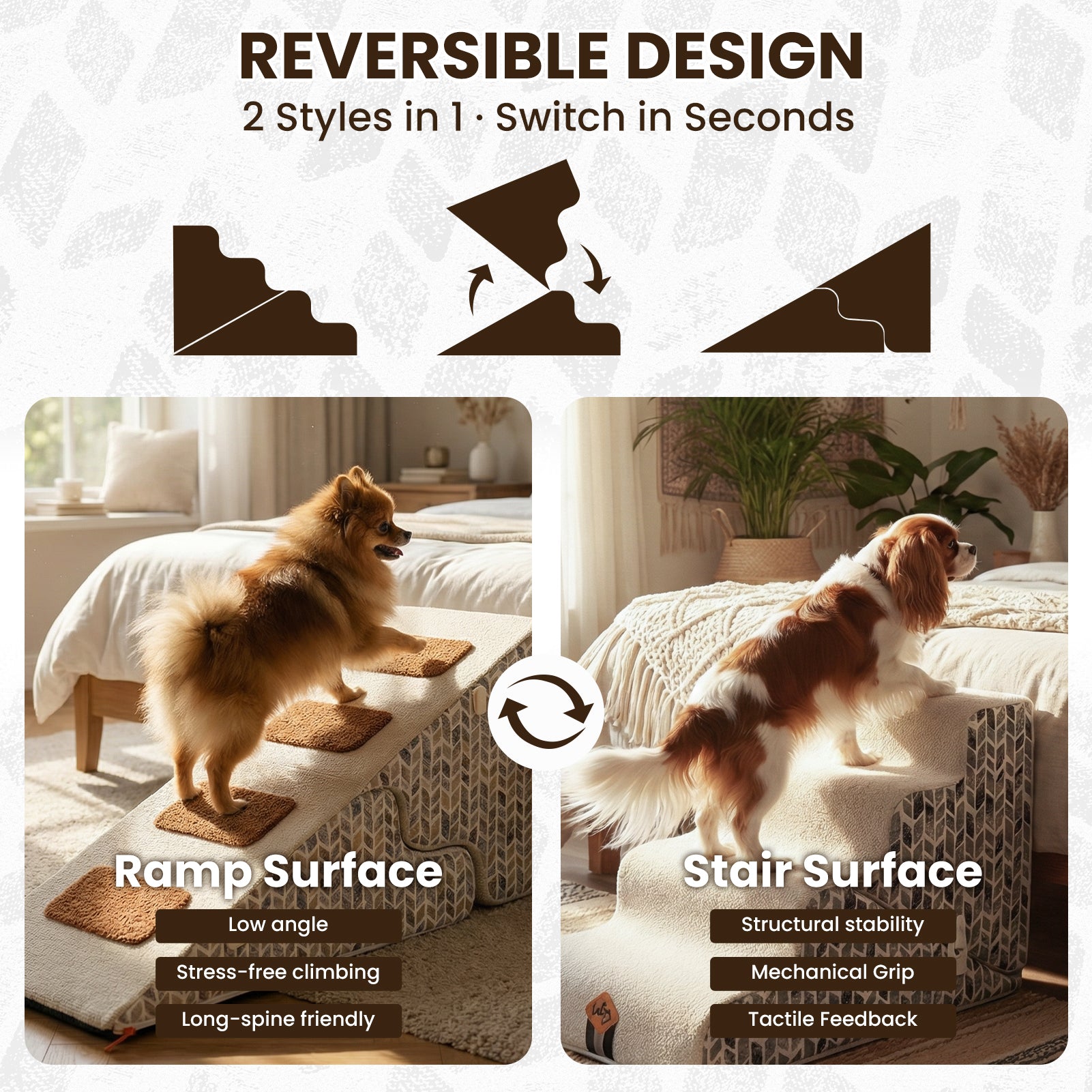 Laifug 2-in-1 Adjustable Pet Stairs – Orthopedic Joint Support