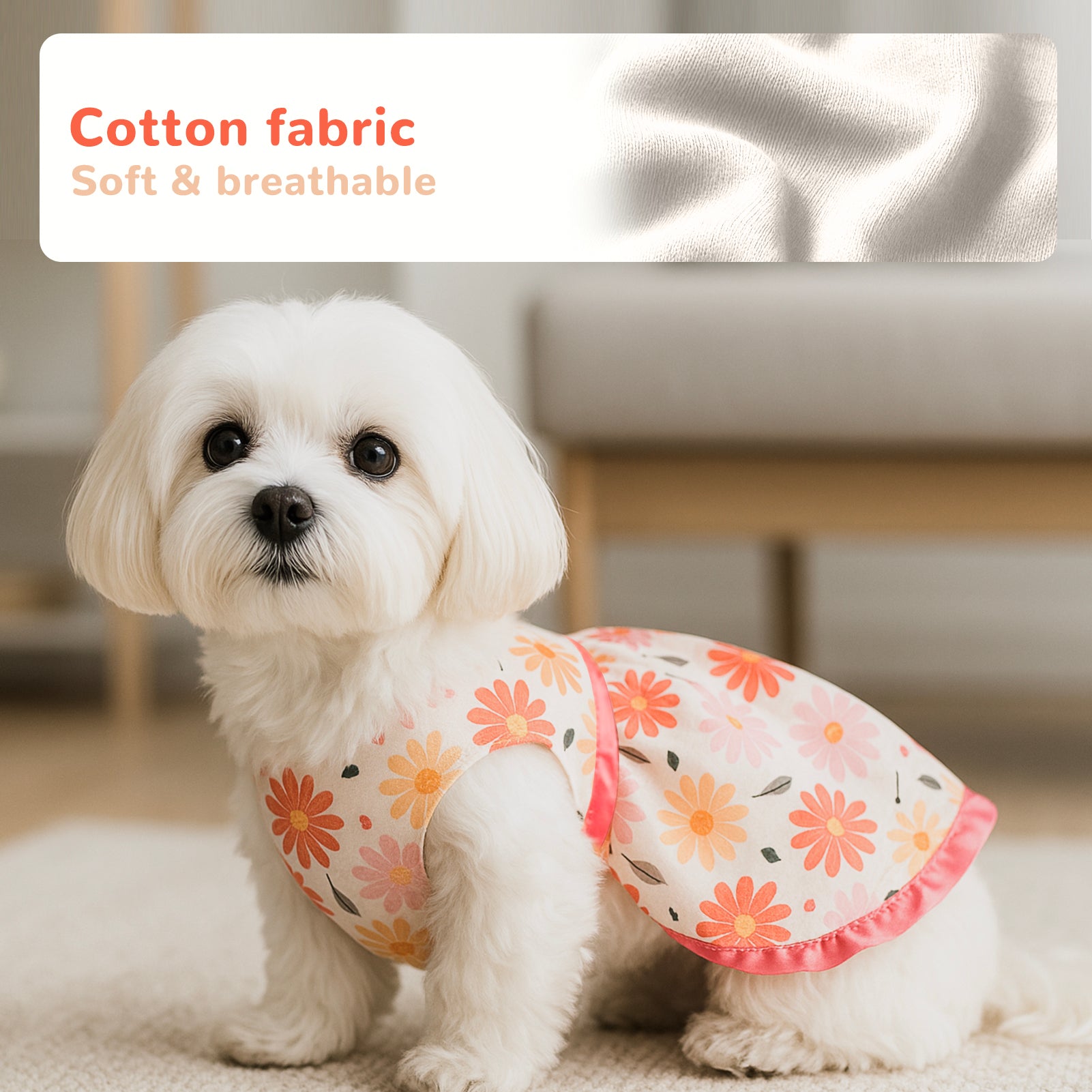 Laifug Dog Dress Puppy Print Princess Dog Dress Cute Party Wear