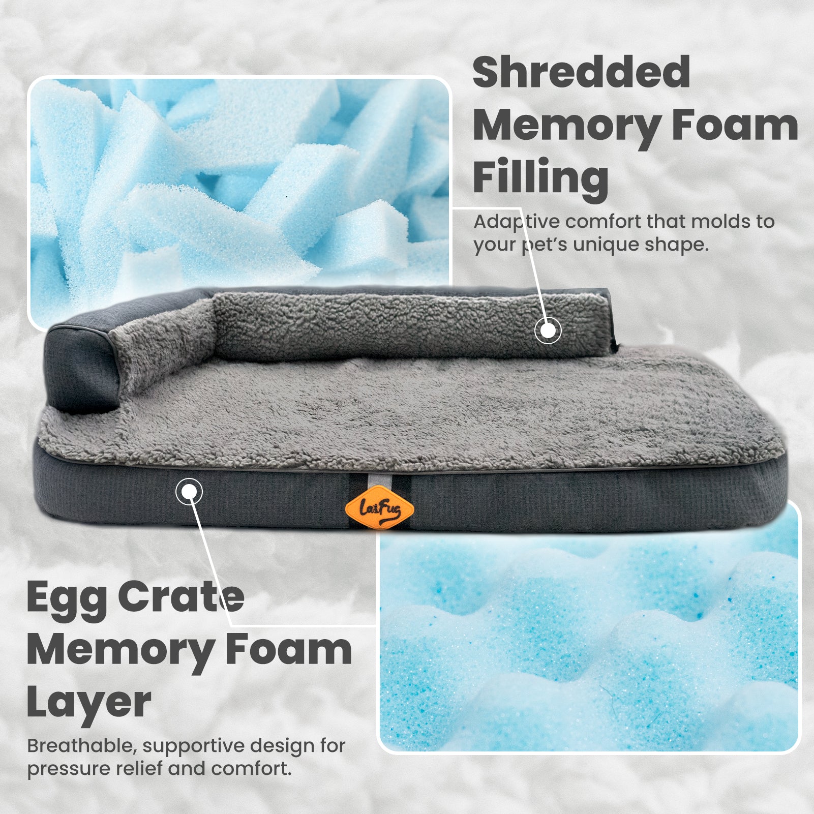 Laifug 220 Two-Sided Orthopedic Dog Bed – 5" Thick Memory Foam