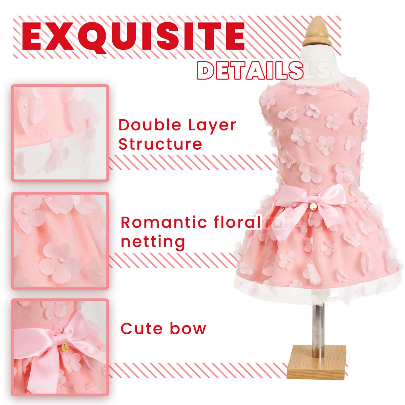LaiFug Floral Lace Wedding Dress for Dogs – Elegant Princess Style