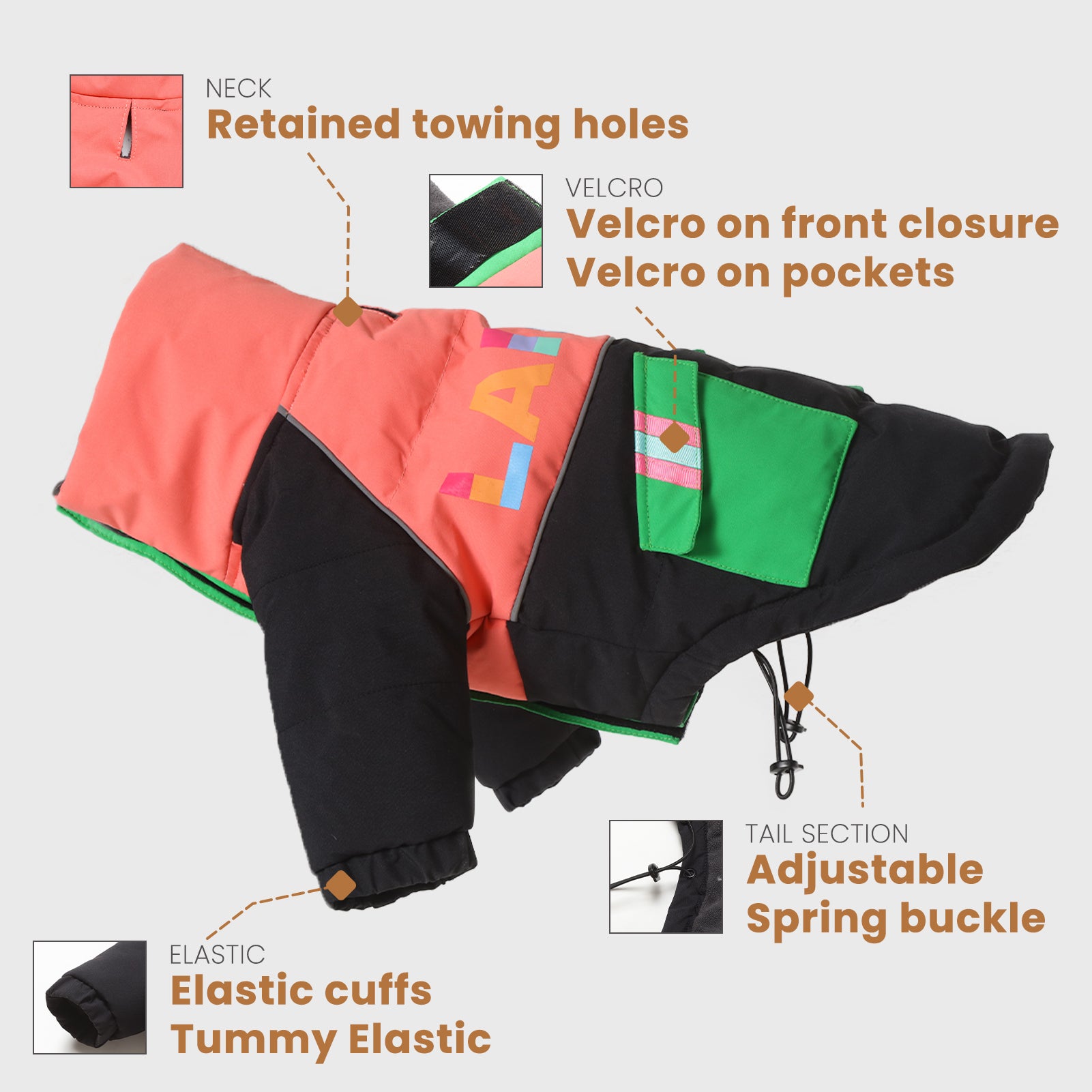 LaiFug Stand Collar Two Legs Dog Winter Coat