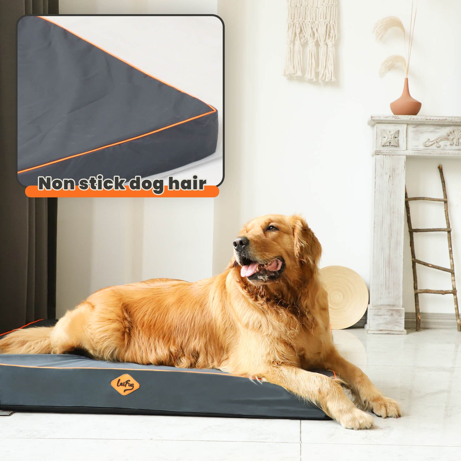 LaiFug Egg-Crate Foam Dog Bed – High-Density Pressure Relief