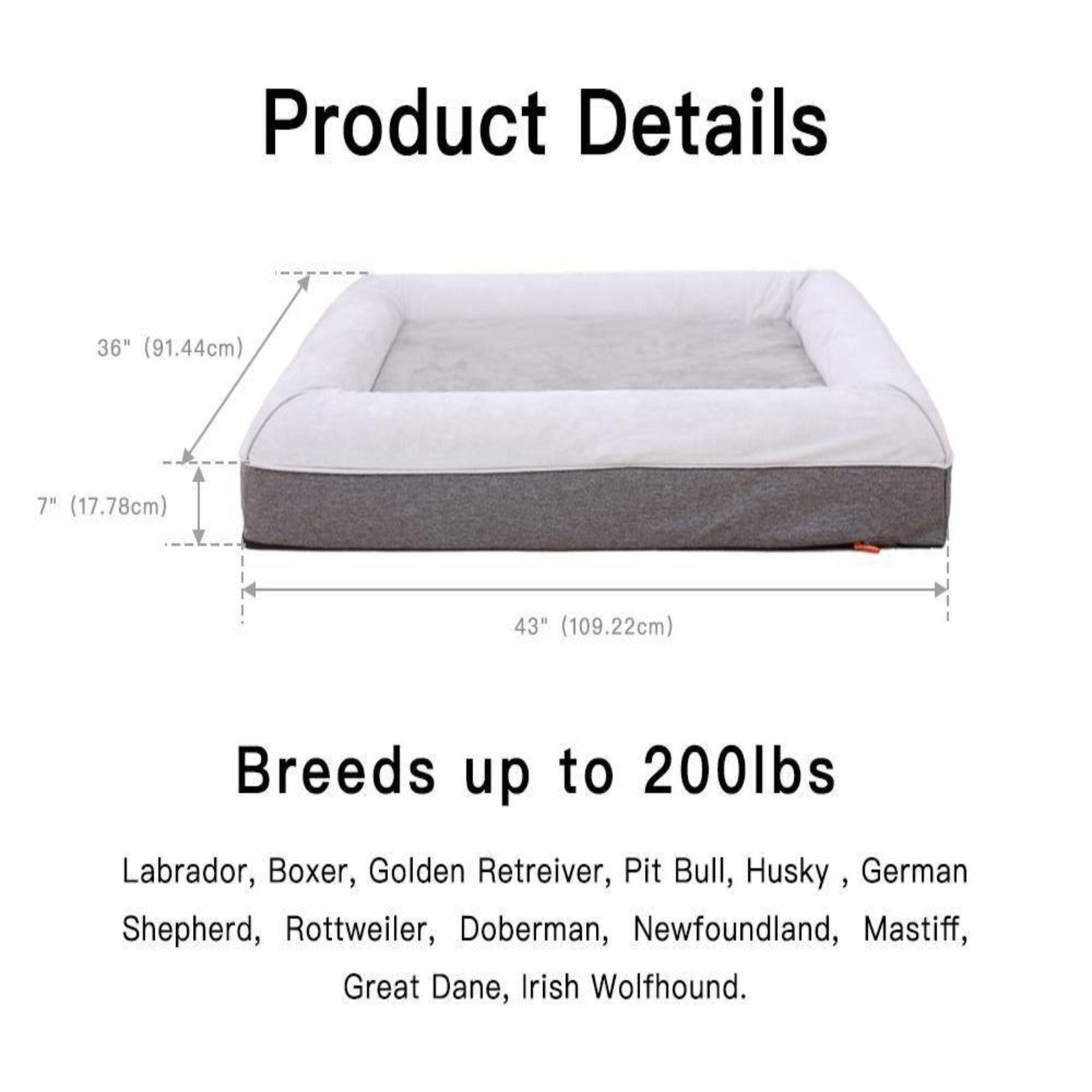 LaiFug Orthopedic Memory Foam Dog Mattress – Large Four-Sided Bolster Bed