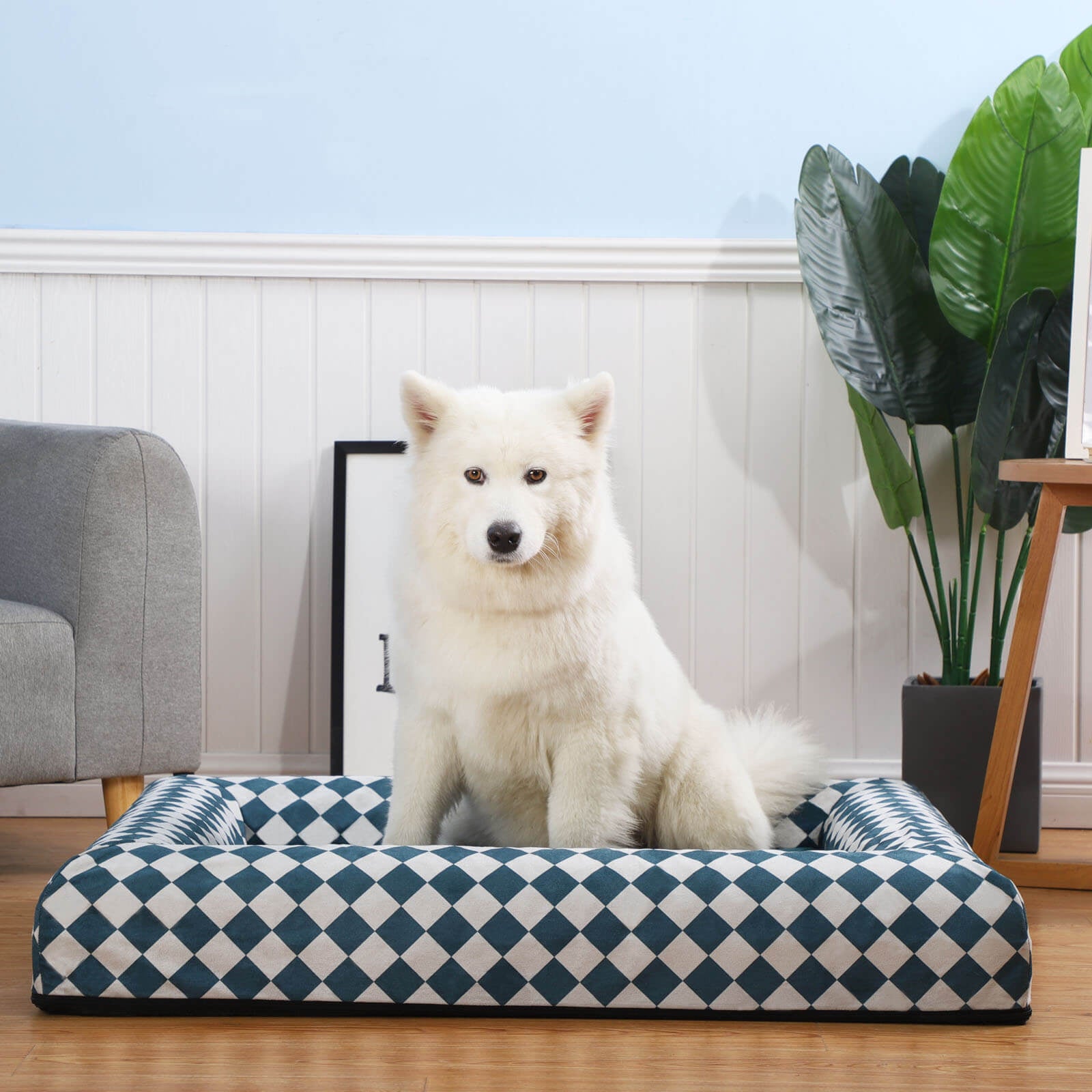 LaiFug Orthopedic Memory Foam Dog Mattress – Large Four-Sided Bolster Bed