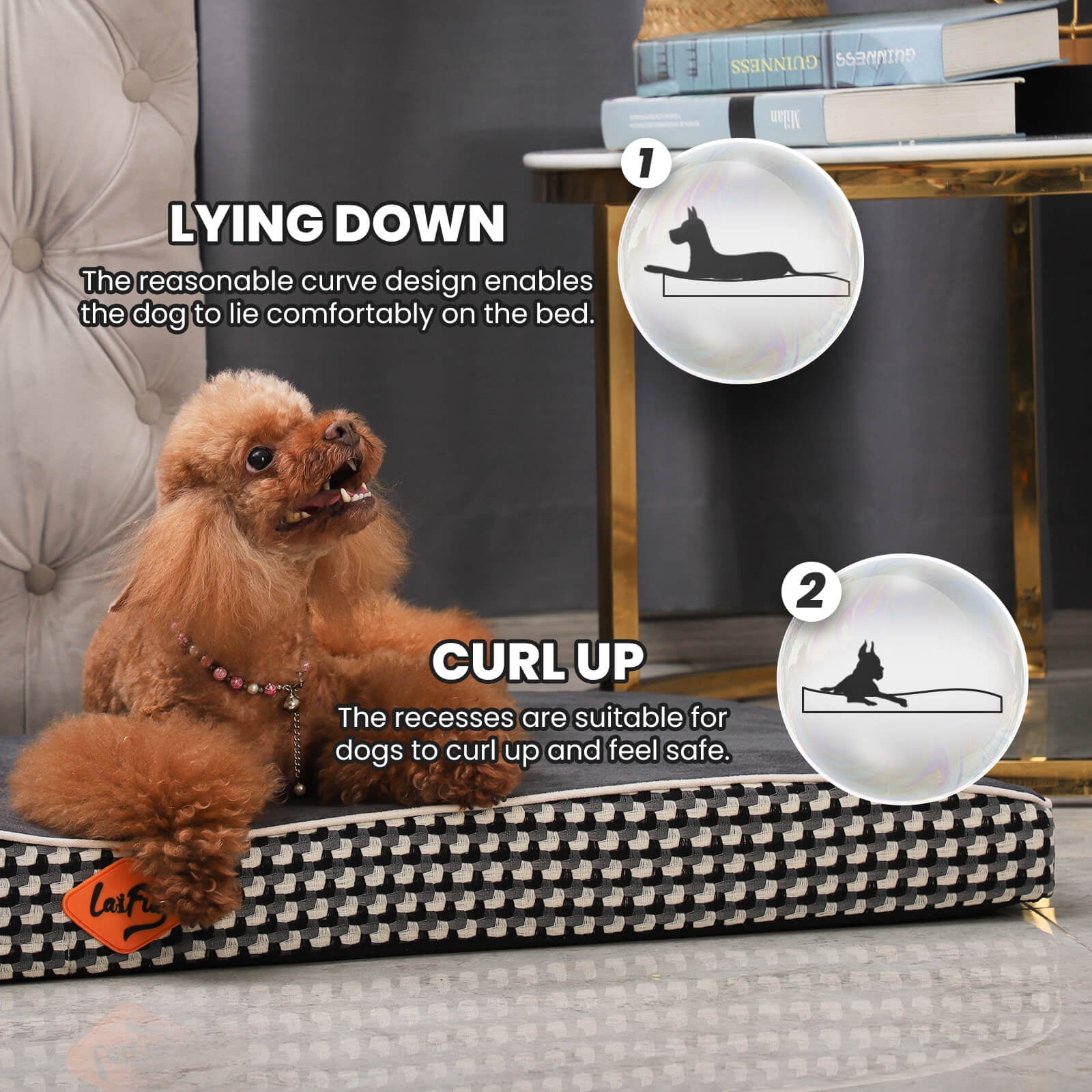 LaiFug 422 Ergonomic Wavy Orthopedic Memory Foam Dog Bed