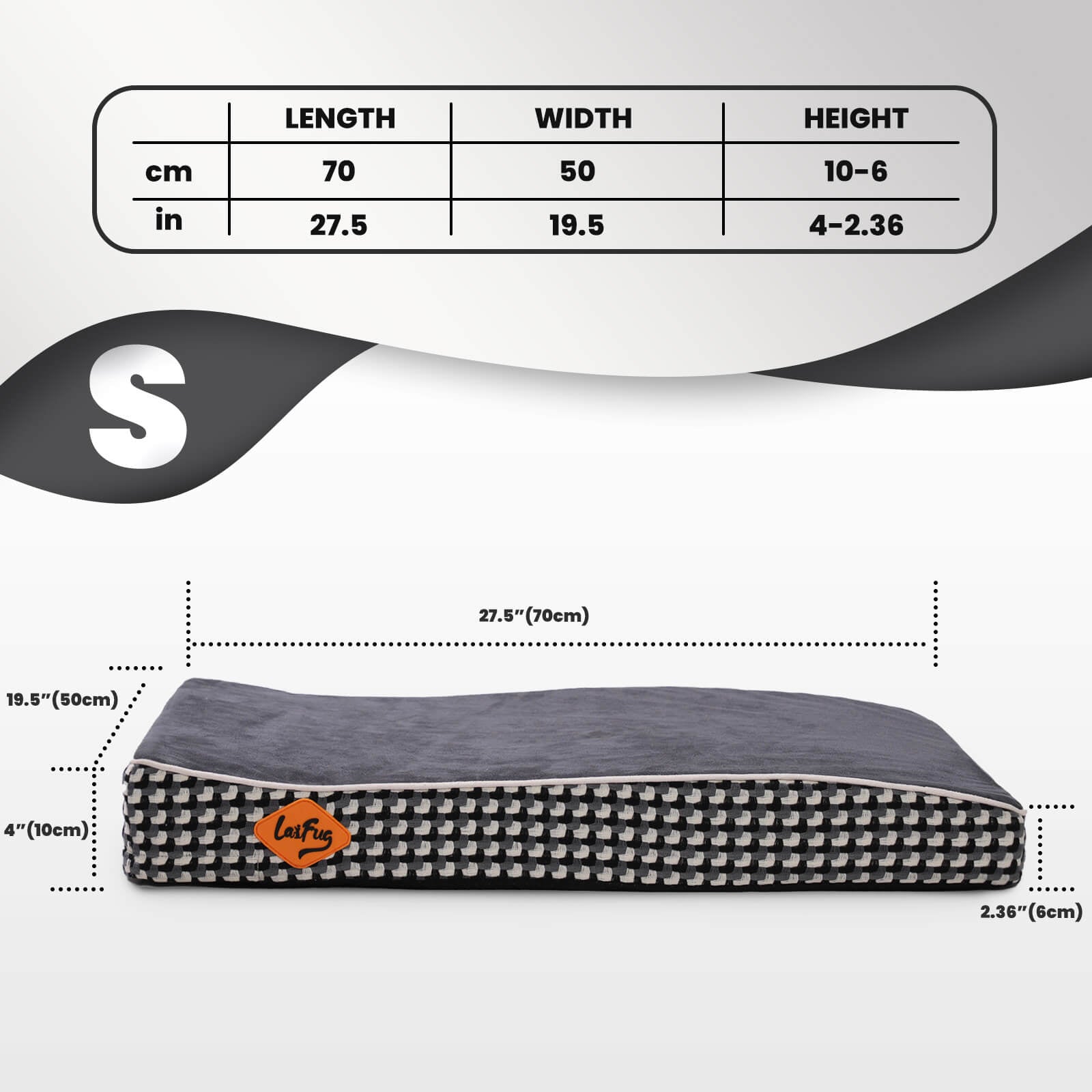 LaiFug 422 Ergonomic Wavy Orthopedic Memory Foam Dog Bed