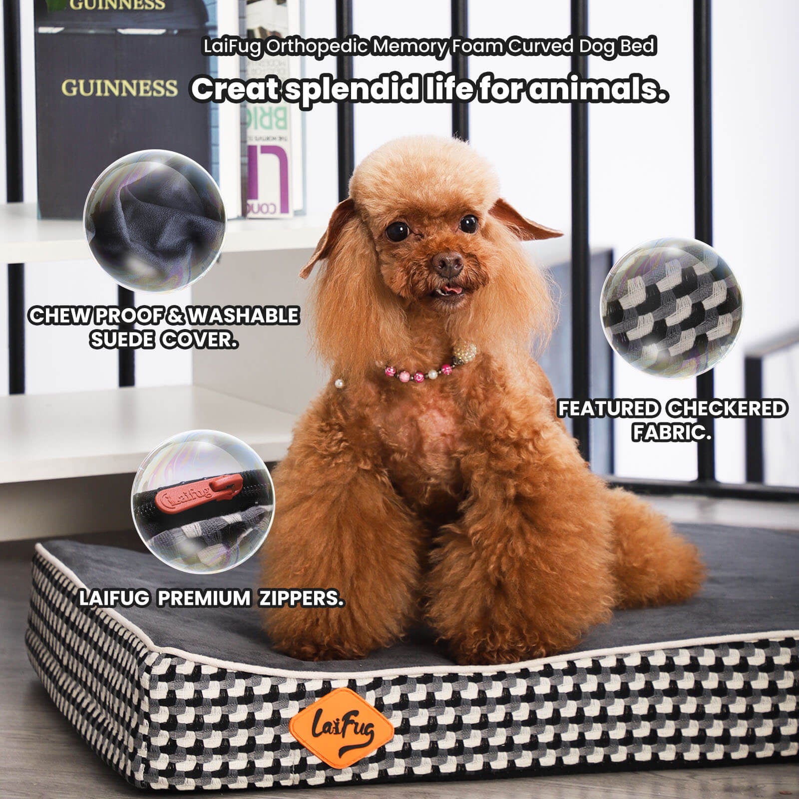 LaiFug 422 Ergonomic Wavy Orthopedic Memory Foam Dog Bed