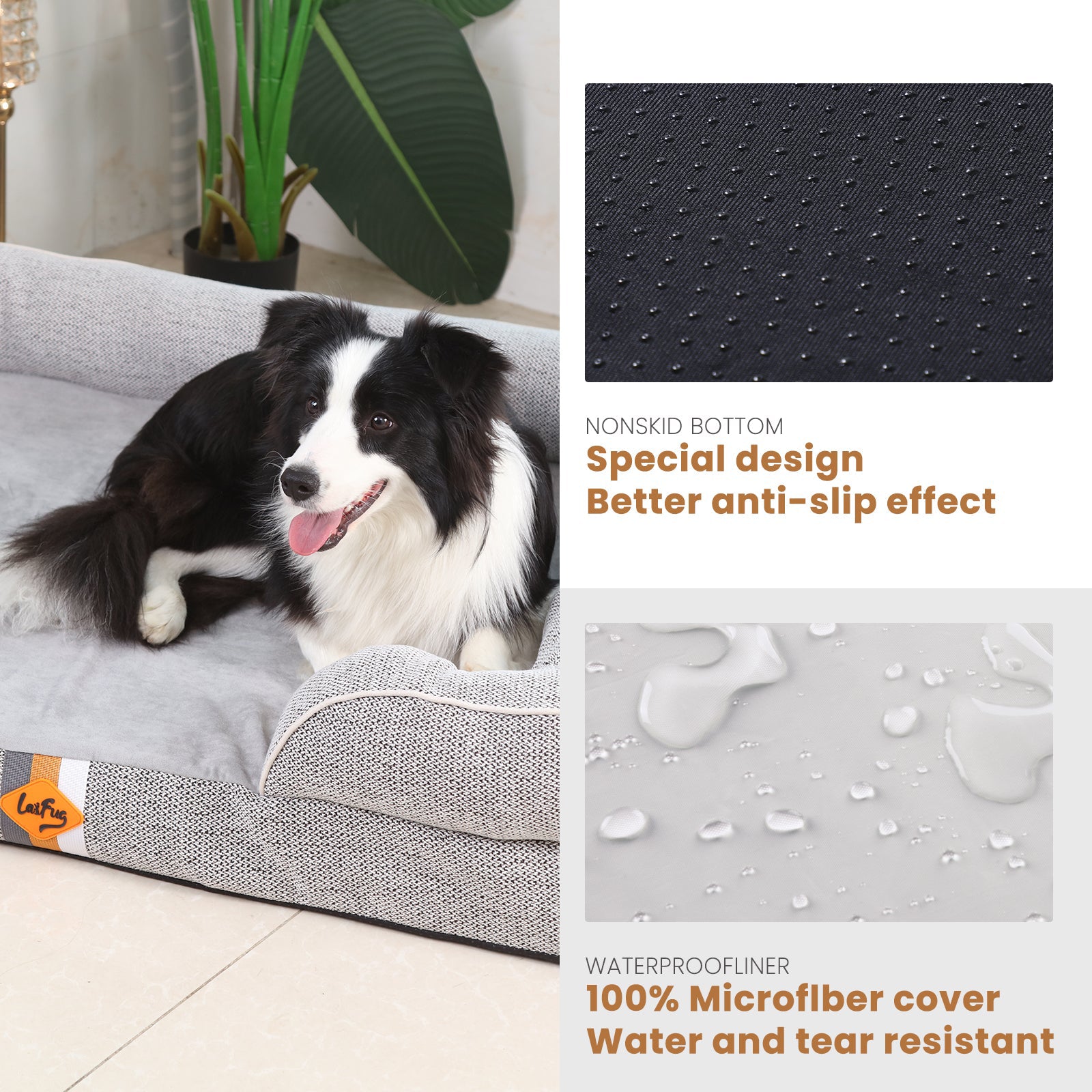 LaiFug Orthopedic Memory Foam Dog Sofa – Premium Bolster Bed