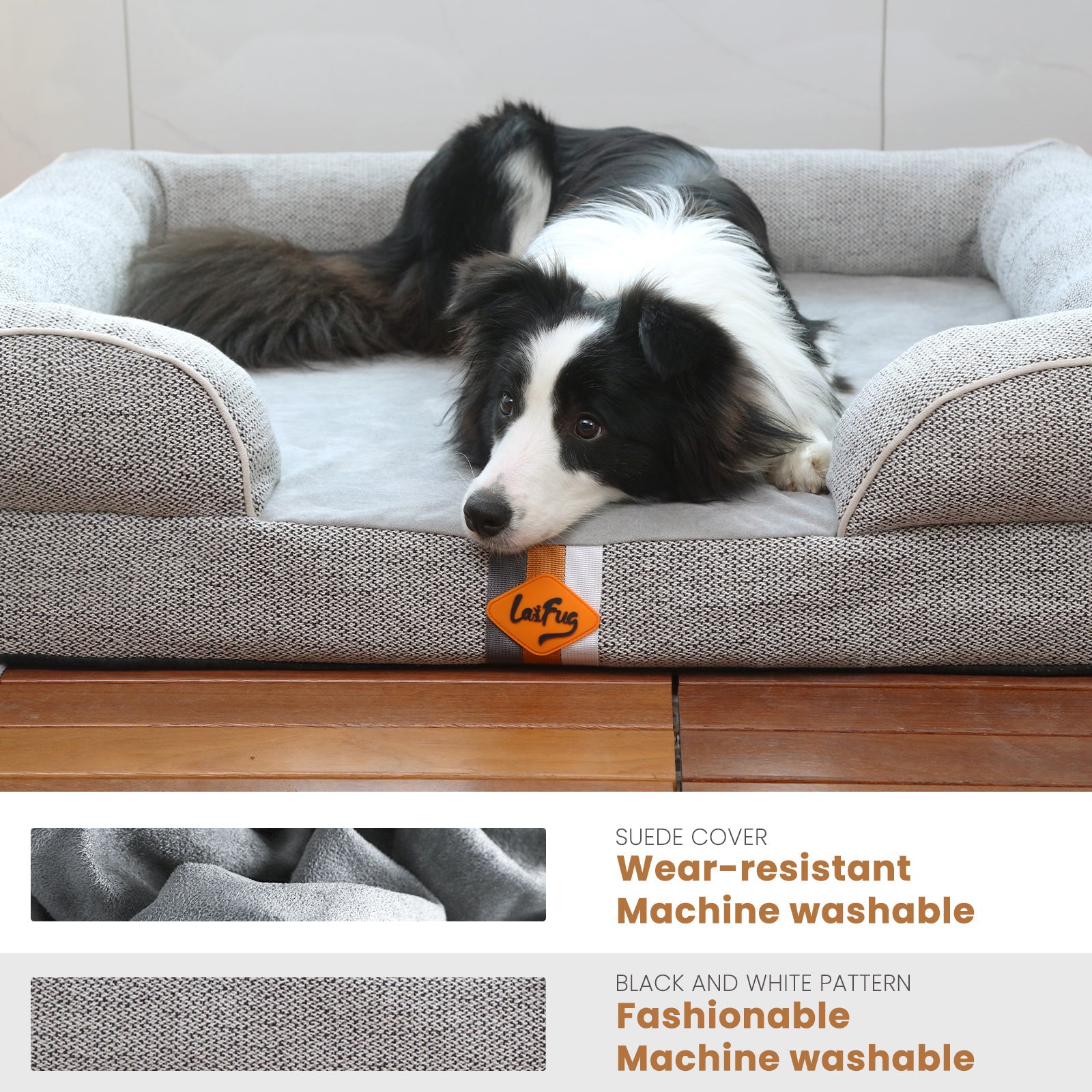 LaiFug Orthopedic Memory Foam Dog Sofa – Premium Bolster Bed