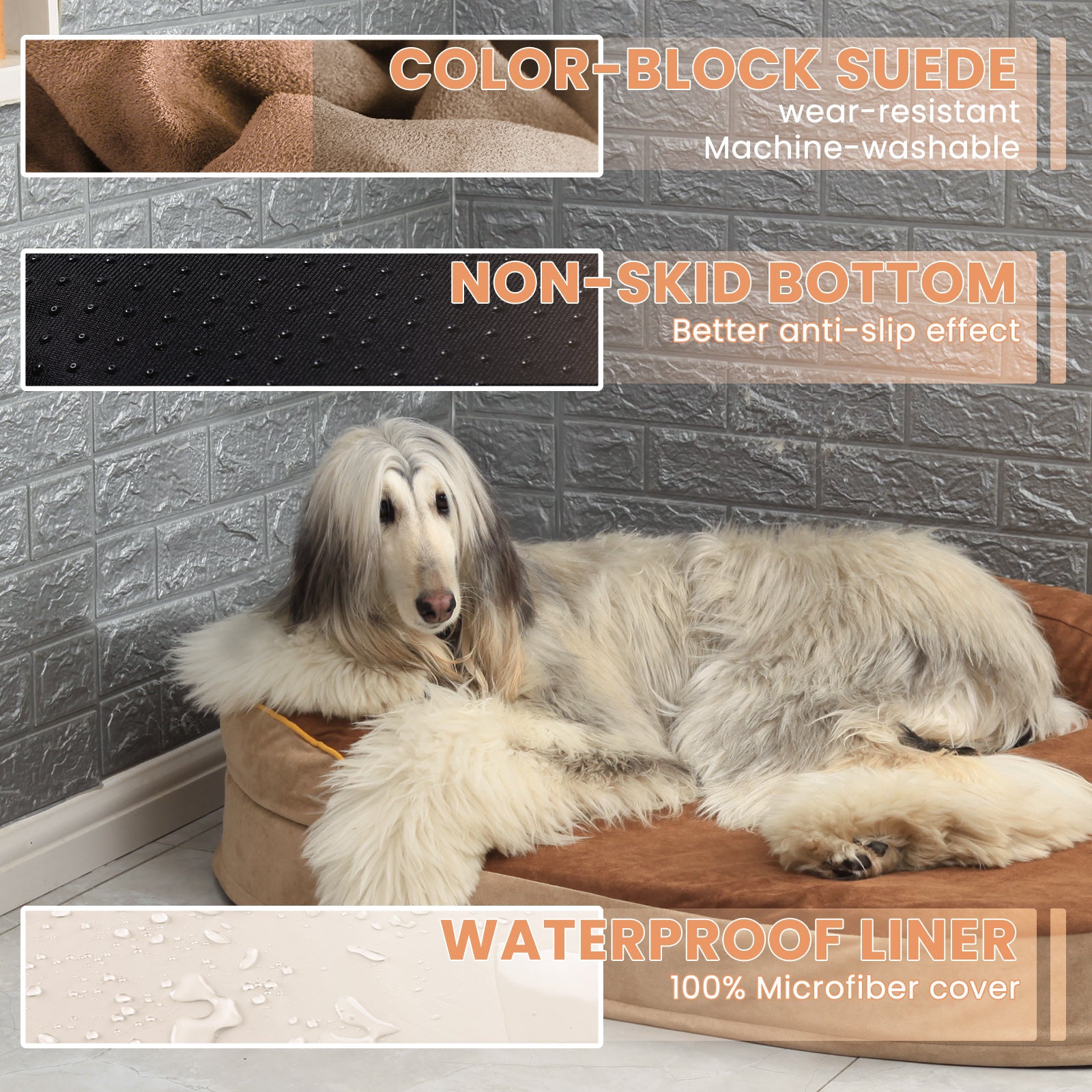 LaiFug Orthopedic Memory Foam Oval Dog Bed – Curved Bolster Support
