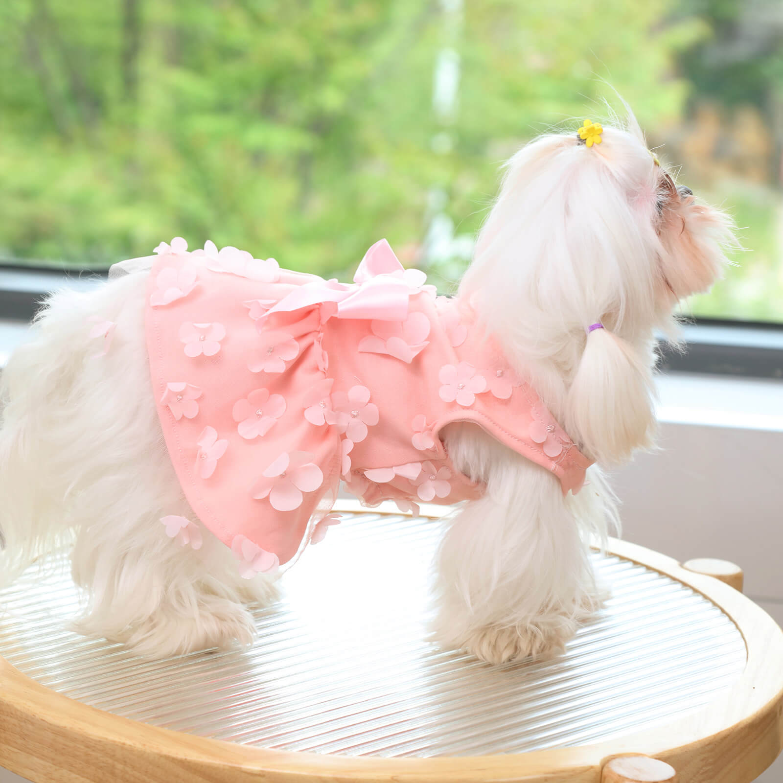 Laifug Draped Wedding Dog Dress With Flowers