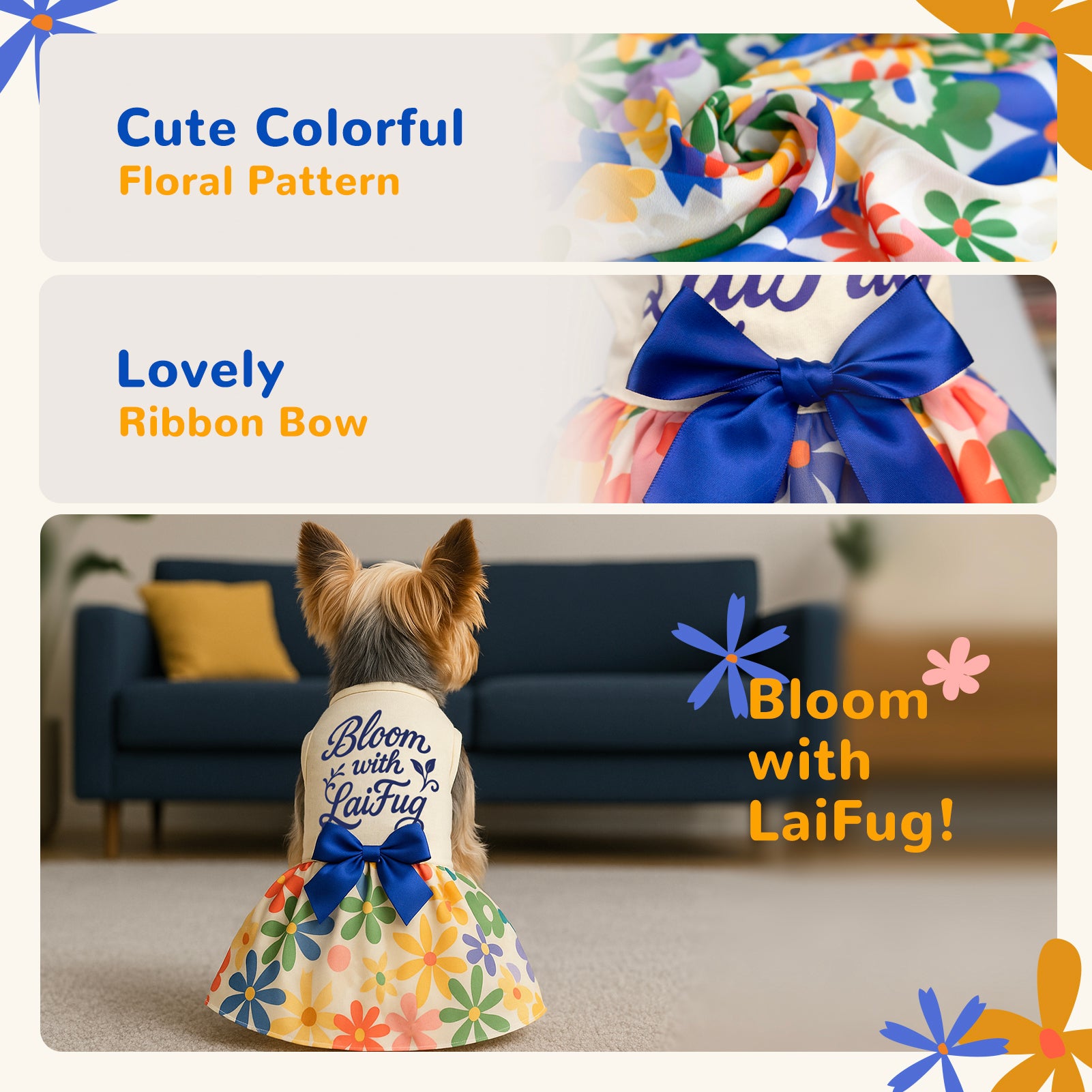 laifug dress puppy princess purple Laifug Dog Dress Puppy Print Princess Dog Dress Cute Party Wear Colorful / L