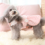 Laifug Dog Dress Puppy Pink Argyle Jacquard Dog Dress Cute Party Wear