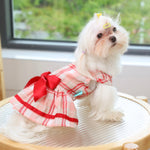 Laifug Red Check Cotton Dog Dress