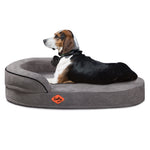 LaiFug Orthopedic Memory Foam Oval Dog Bed – Curved Bolster Support