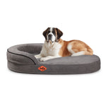 LaiFug Orthopedic Memory Foam Oval Dog Bed – Curved Bolster Support