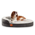 LaiFug Orthopedic Memory Foam Oval Dog Bed – Curved Bolster Support