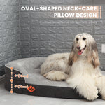 LaiFug Orthopedic Memory Foam Oval Dog Bed – Curved Bolster Support