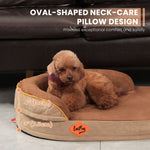 LaiFug Orthopedic Memory Foam Oval Dog Bed – Curved Bolster Support