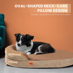 LaiFug Orthopedic Memory Foam Oval Dog Bed – Curved Bolster Support