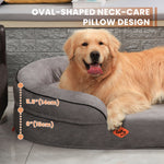 LaiFug Orthopedic Memory Foam Oval Dog Bed – Curved Bolster Support