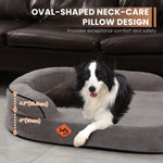 LaiFug Orthopedic Memory Foam Oval Dog Bed – Curved Bolster Support